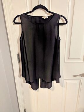 Wonderlust LA - Black - Split Back Layered Tank - Size M - Chic, Voguish, Club